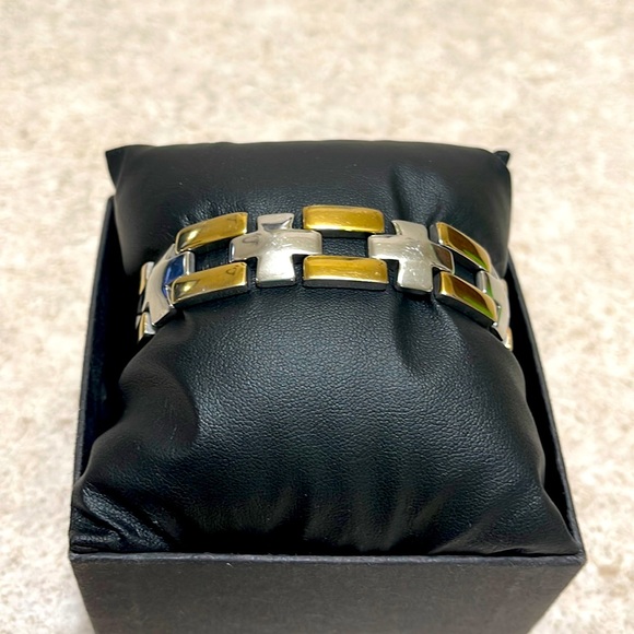 Other - MENS STAINLESS STEEL &  GOLD TONE BIG SQUARE LINK BRACELET